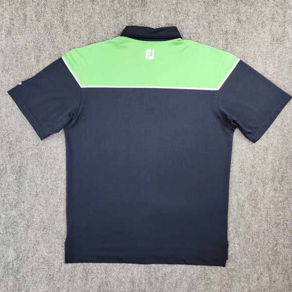 FootJoy Shirt Mens Medium Blue Green Colorblock Polo Short Sleeve Performance - Picture 4 of 16